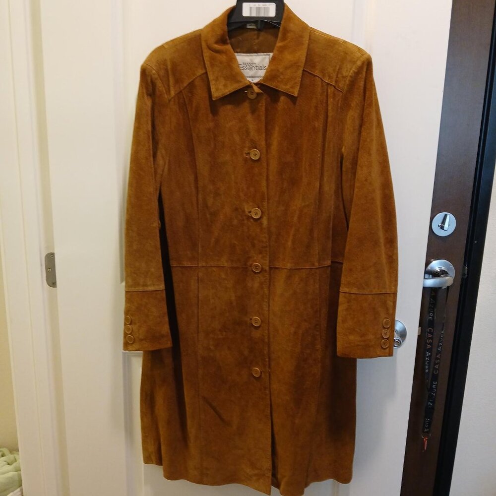 MODERN ESSENTIALS SUEDE LEATHER MID-LENGTH COAT